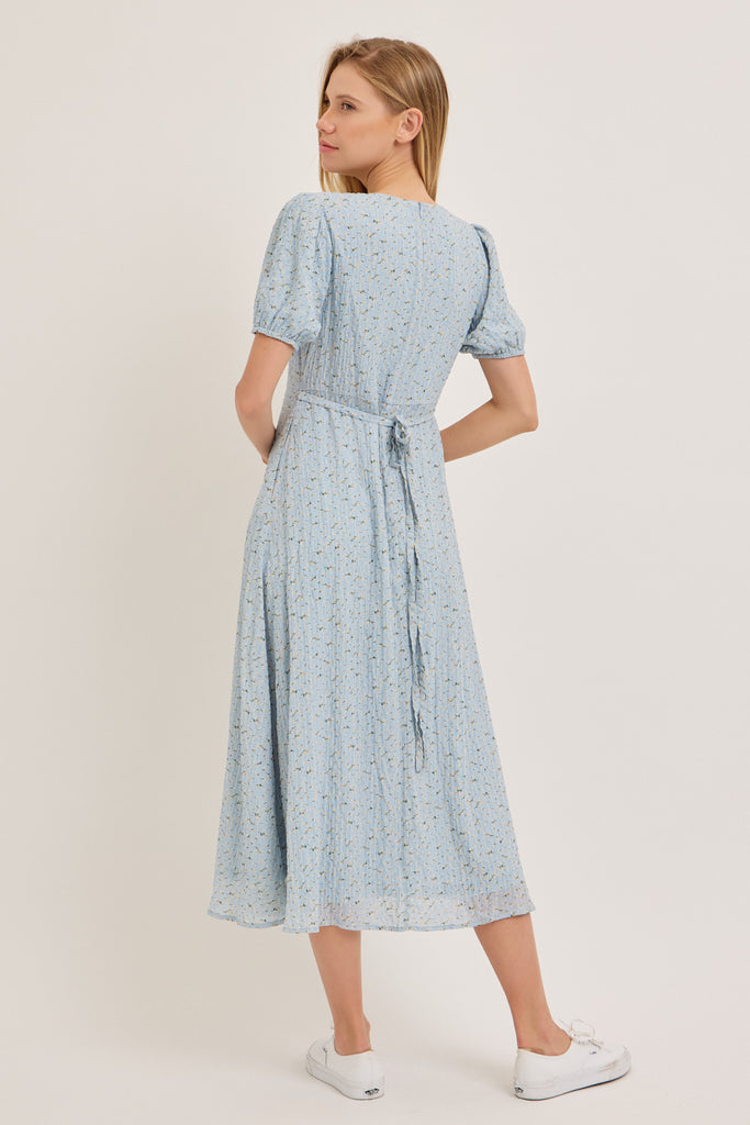 The Margie Midi Dress in Blue/Yellow