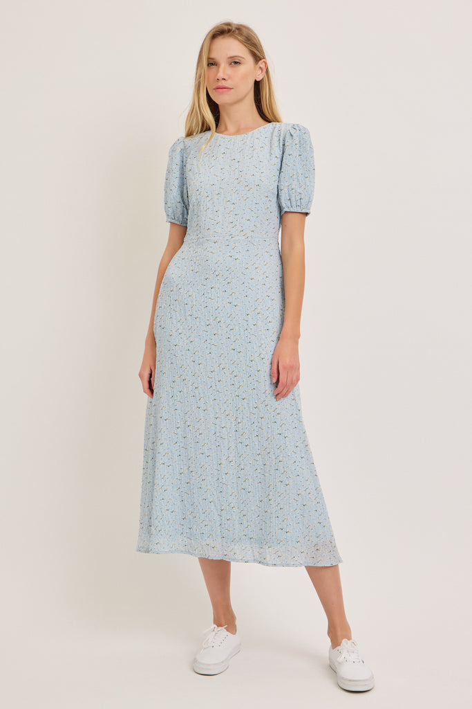 The Margie Midi Dress in Blue/Yellow