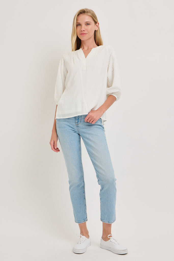 The Trixie Lace Trim Shirt in White