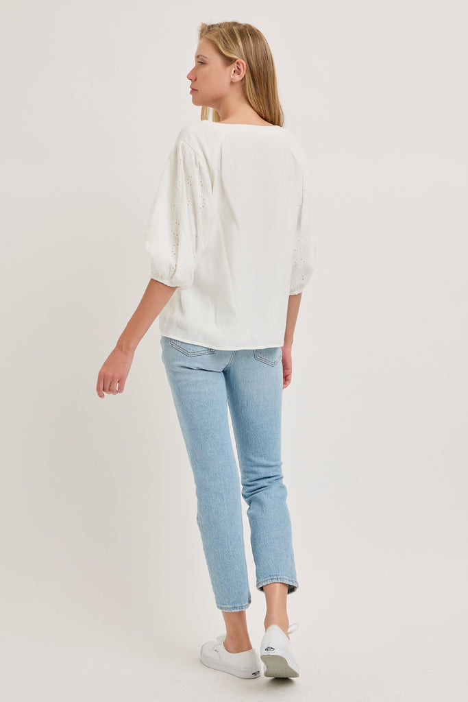 The Trixie Lace Trim Shirt in White