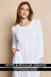 The Margaret Lace Temple Dress in White