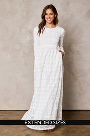 The Melody Lace Temple Dress in White