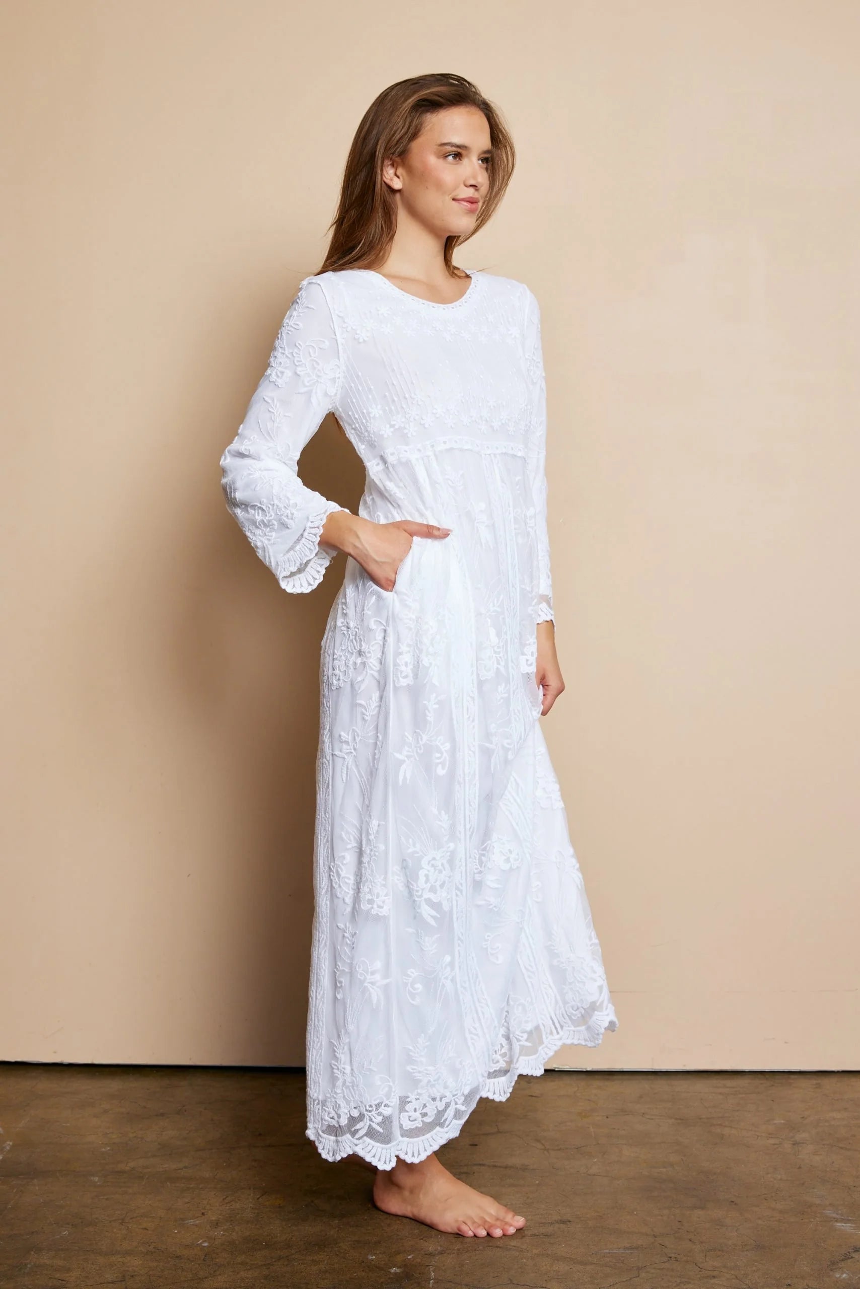 The Audrey Lace Temple Dress with Pockets