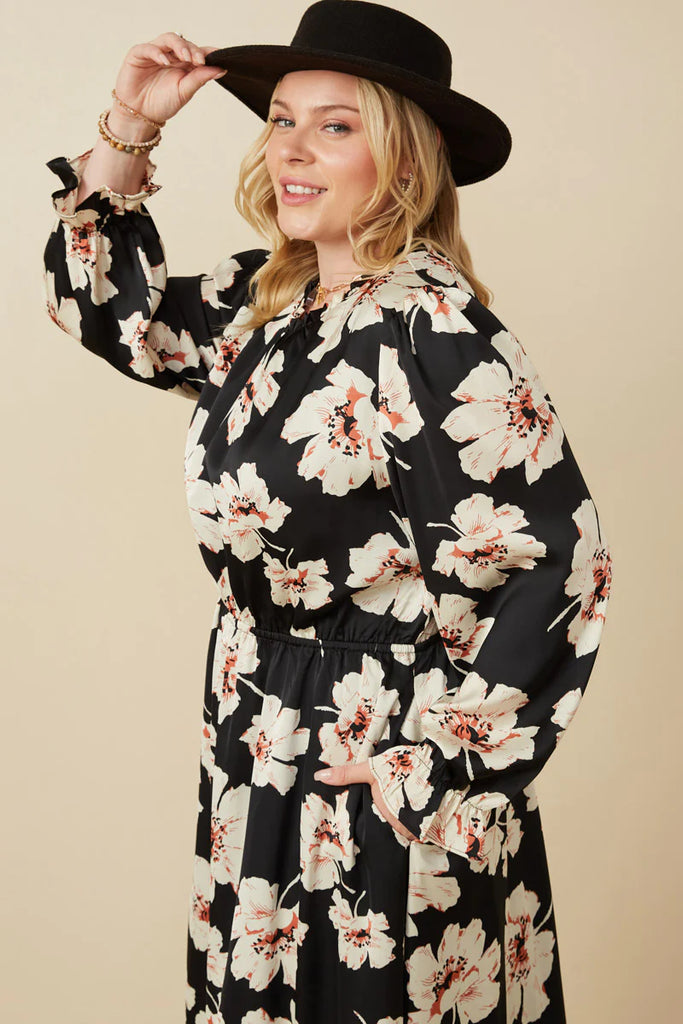 The Adelyn Romantic Floral Black Dress