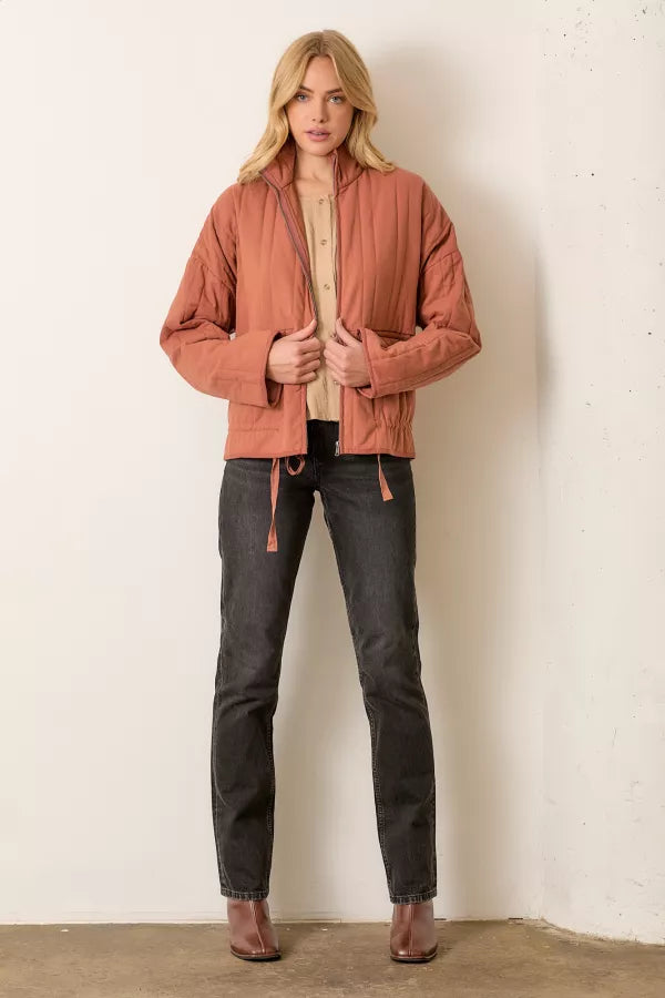 The Annabeth Cotton Twill Padded Jacket in Brown