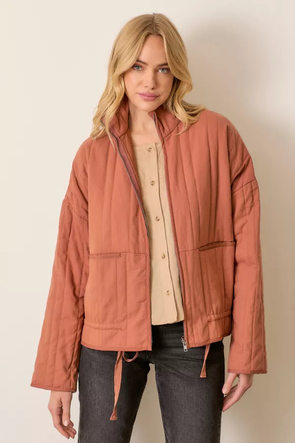 The Annabeth Cotton Twill Padded Jacket in Brown