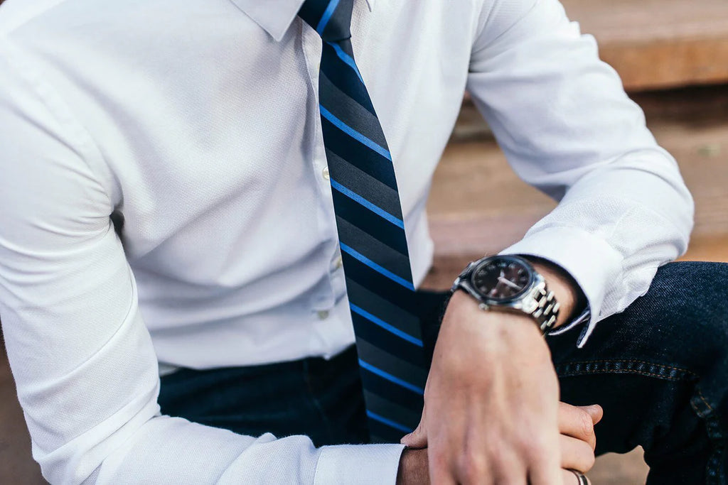 Atwood Gray and Navy Striped Tie