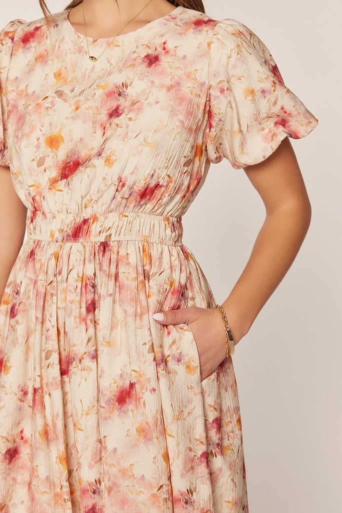 The Bella Floral Dress in Ivory/Blush