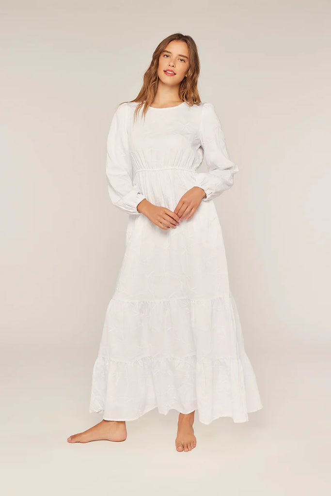 Berkeley Embroidered Temple Dress in White