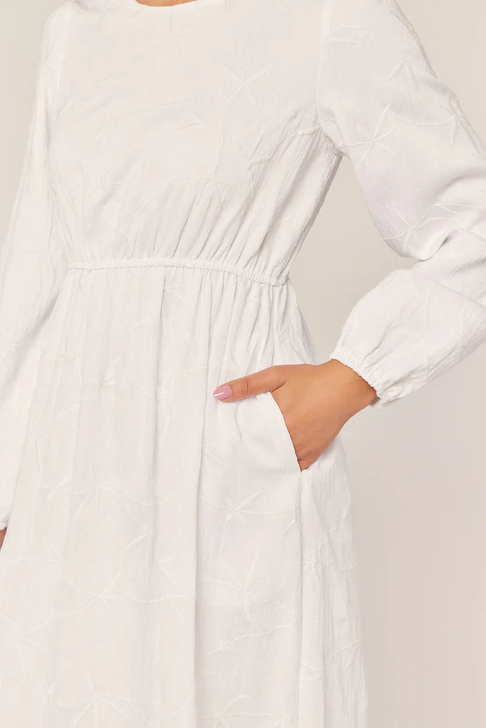 Berkeley Embroidered Temple Dress in White