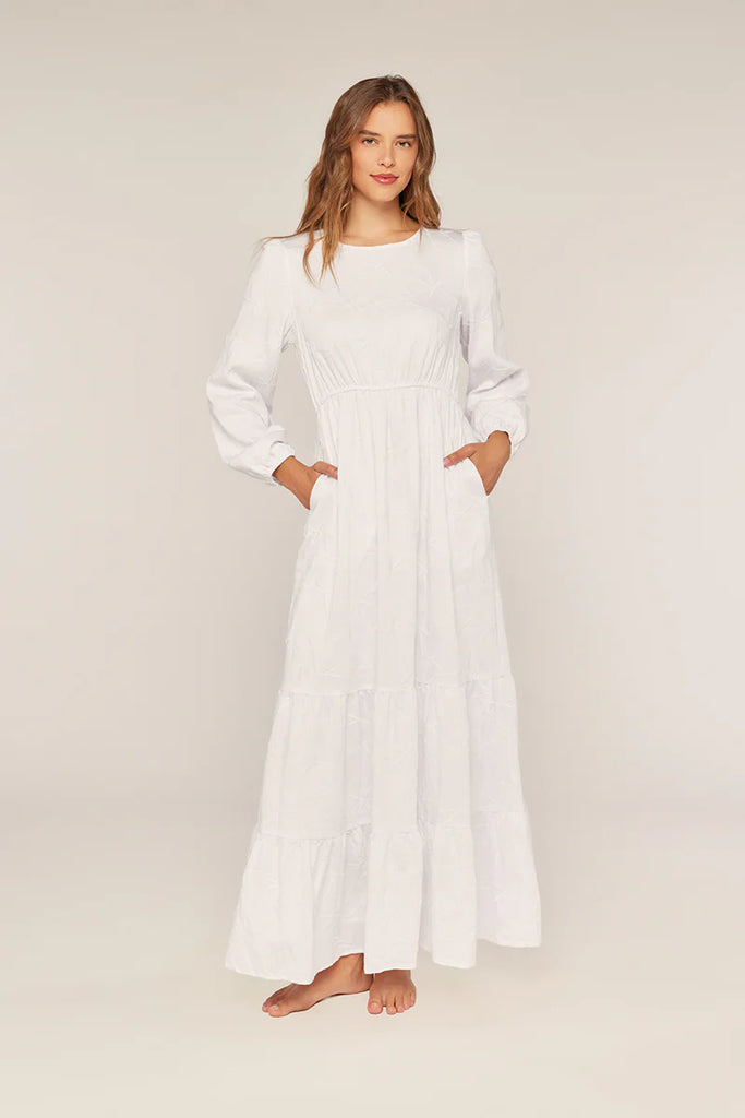 Berkeley Embroidered Temple Dress in White