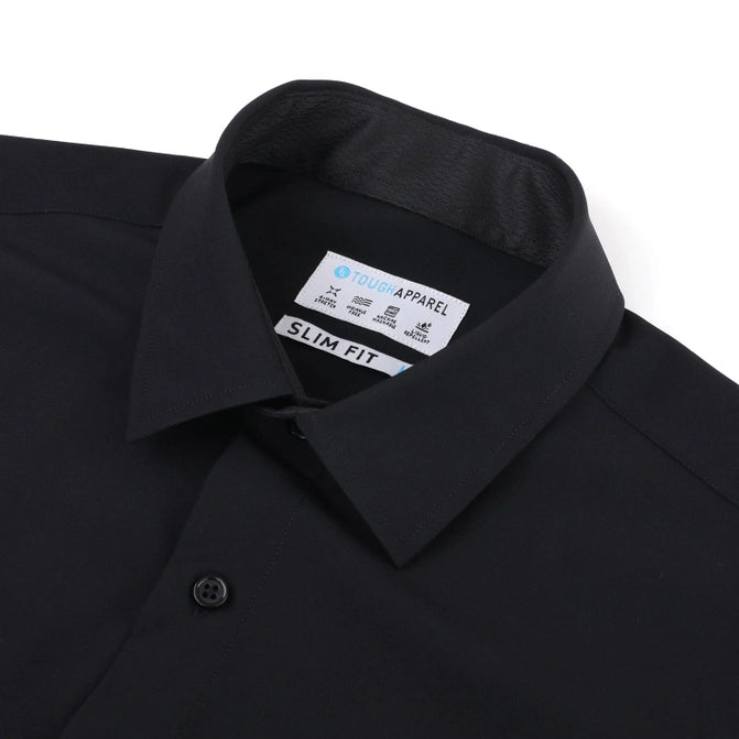 Hustle Men's Dress Shirt - Long Sleeve Slim in Black