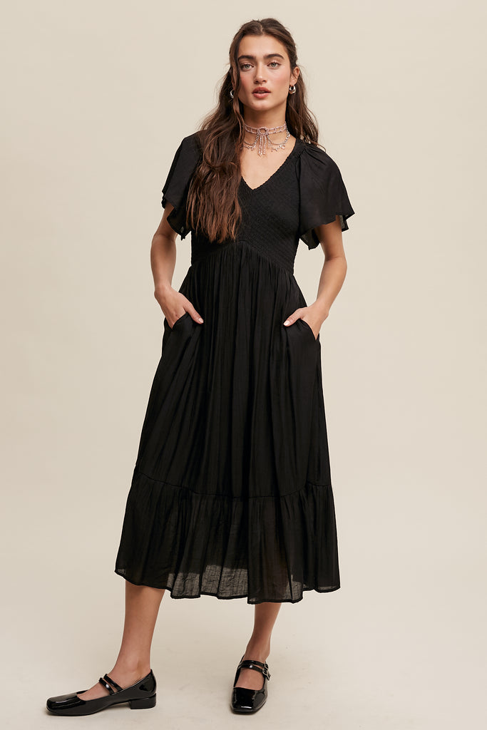 The Deb V-Neck Maxi Dress in Black