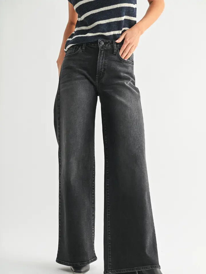 Just Black Denim Ultra Wide Leg in Black