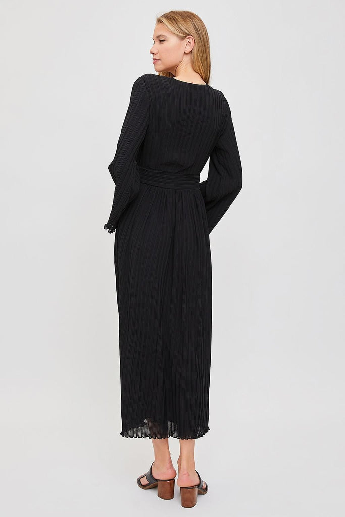 The Vivi Pleated Maxi Dress in Black