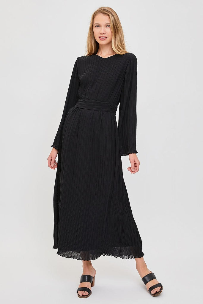 The Vivi Pleated Maxi Dress in Black