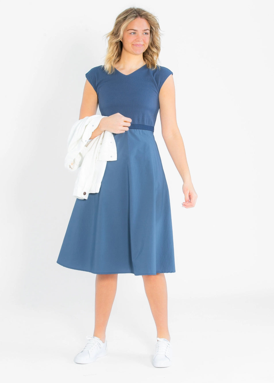 Kate Cap Sleeve Midi Dress, Dusty Blue / X Large Kate Cap Sleeve Midi Dress, Dusty Blue / X Large