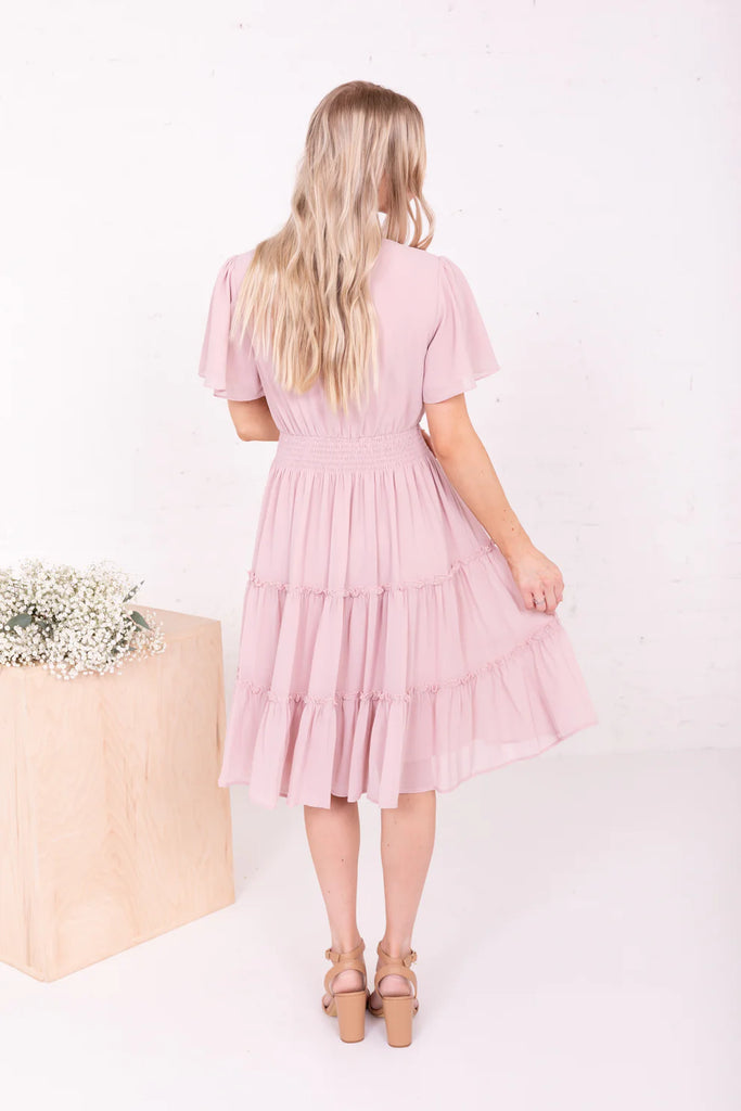 The Jemma Midi Dress in Blush Pink