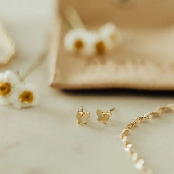 Butterfly Mini Studs in Gold