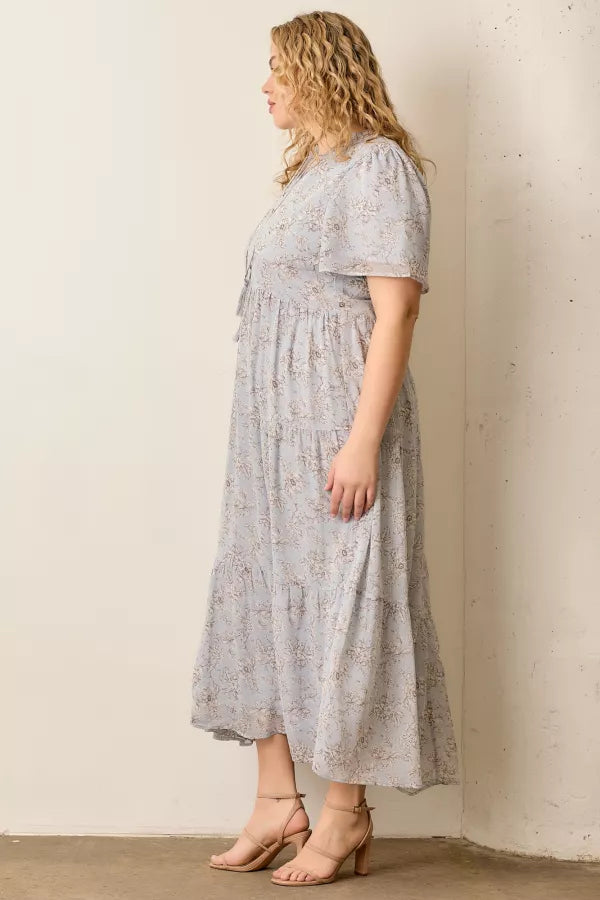 The Calista Printed Maxi Dress in Lt. Blue