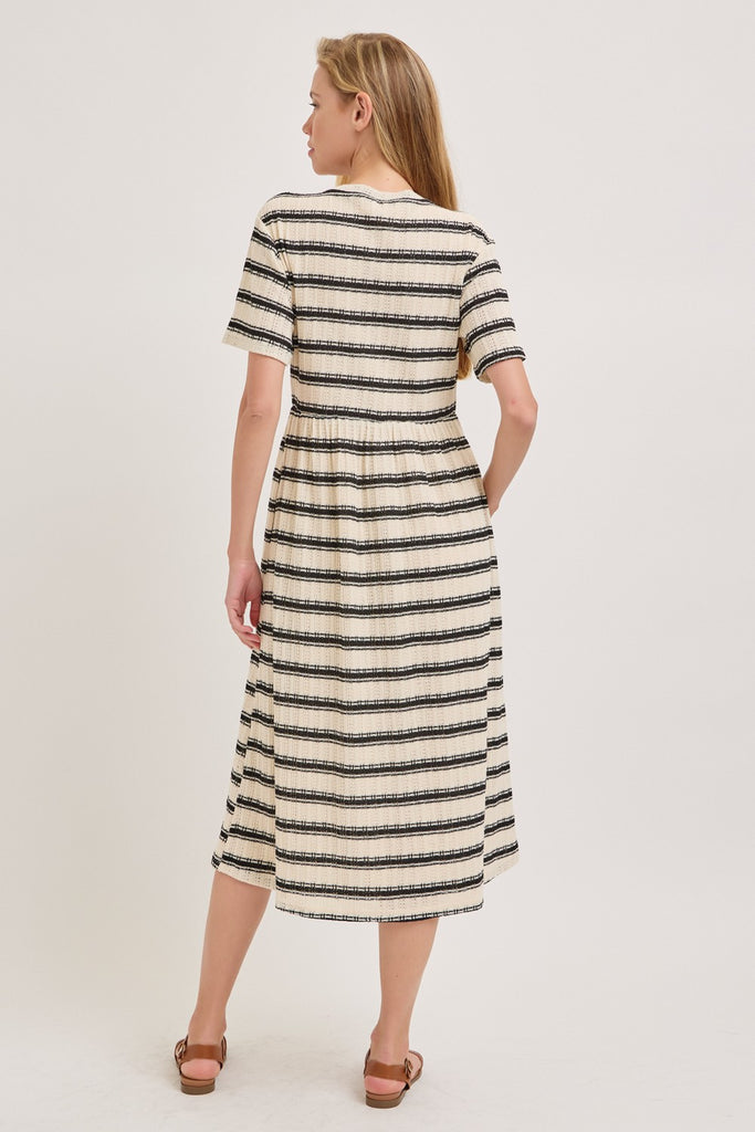 The Jules Stripe Knit Dress in Cream/Black