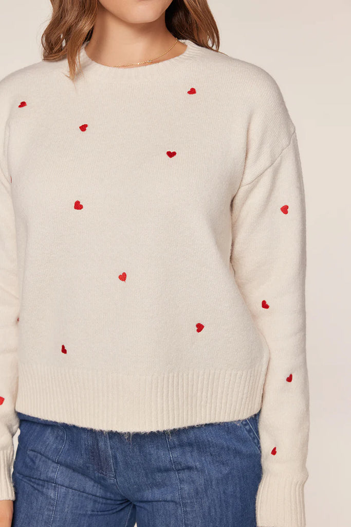 The Cambree Heart Embroidery Sweater Ivory