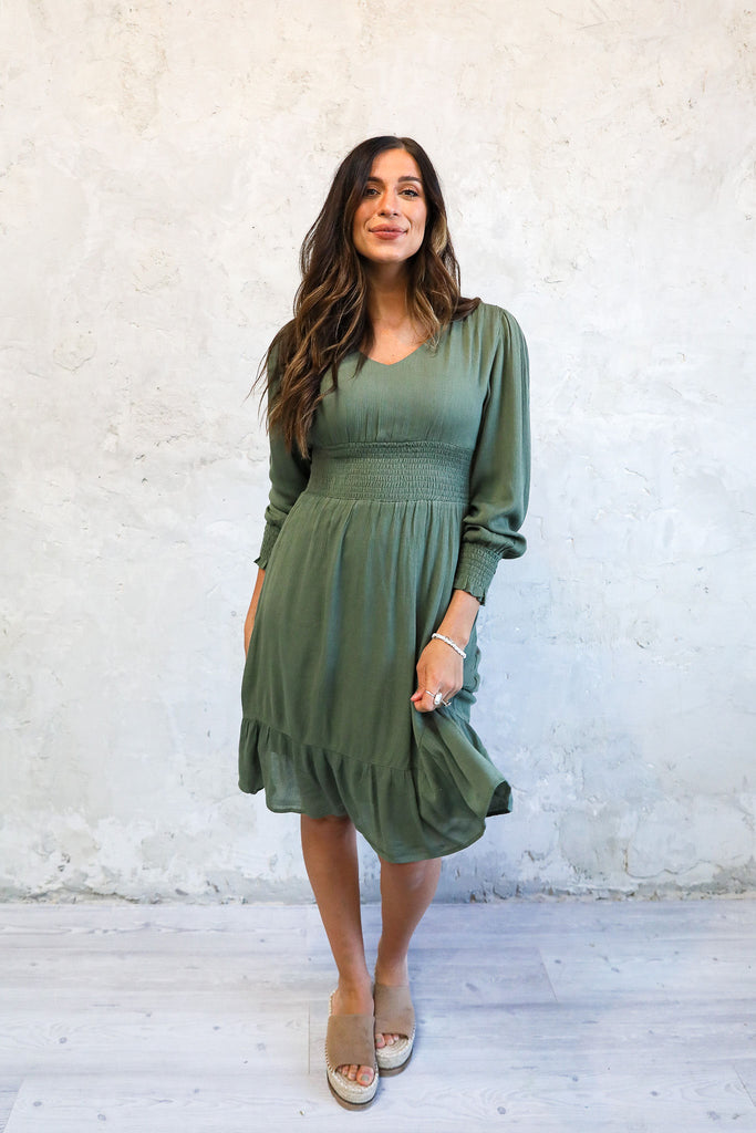 The Cara Midi Dress in Aspen Green