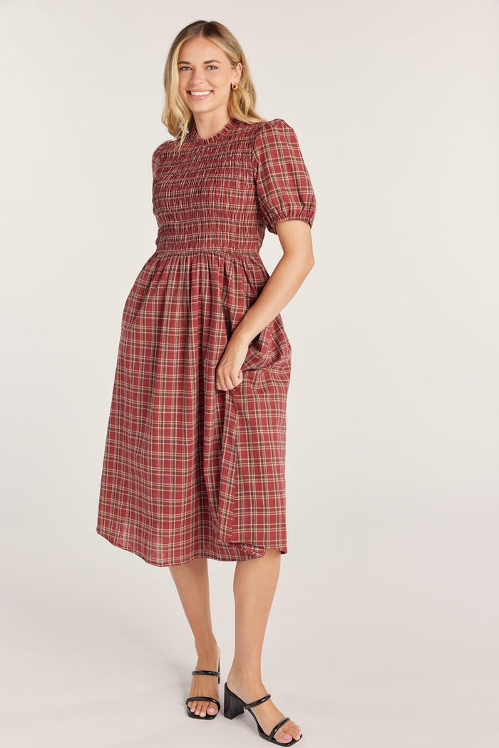 The Cassie Plaid Dress in Red