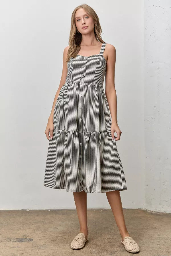 overall midi dress The Catherine Striped Black M Winter' 25 on piece your warm Short Fit-and-Flare Homecoming Dress Color:Allure