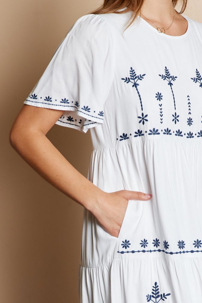 Tiered embroidered outlet dress