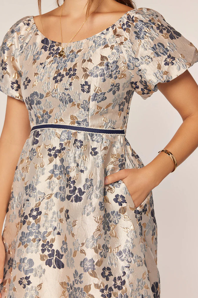 The Colson Blue/Gold Textured Dress