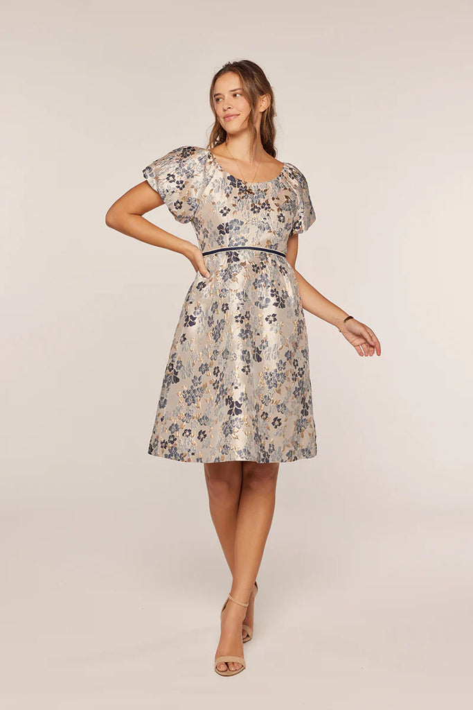 The Colson Blue/Gold Textured Dress