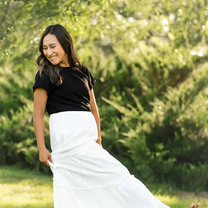 The Danica Gauze Maxi Skirt in White