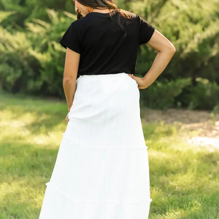 The Danica Gauze Maxi Skirt in White