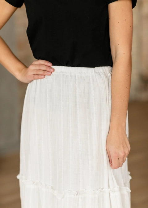 The Danica Gauze Maxi Skirt in White