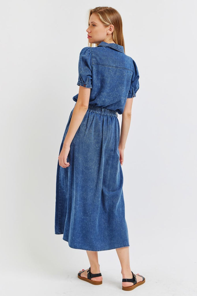 The Brynlee Midi Full Skirt in Denim