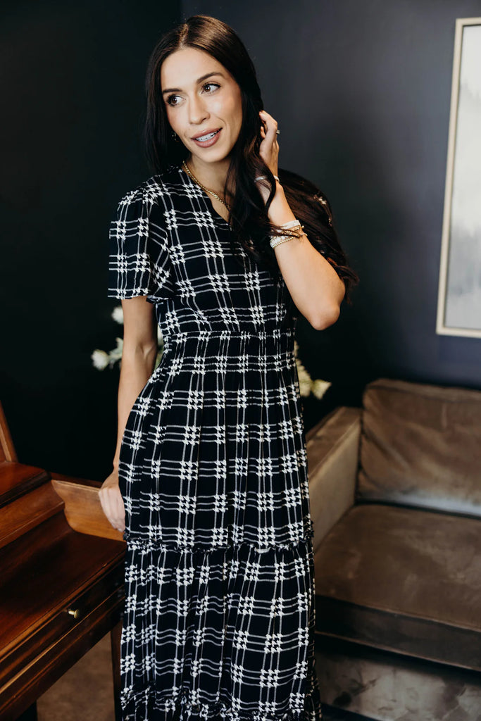 The Eden Maxi Dress in Shadow Plaid