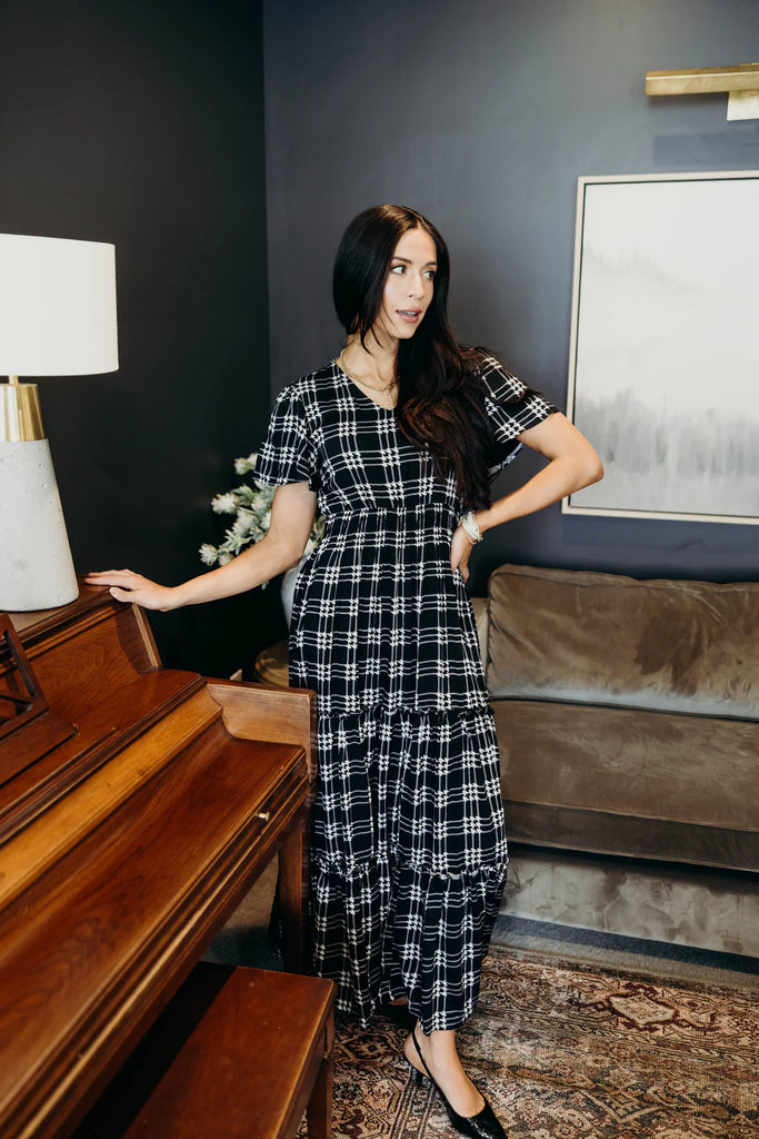 The Eden Maxi Dress in Shadow Plaid