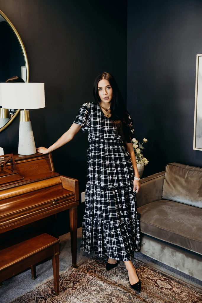 The Eden Maxi Dress in Shadow Plaid