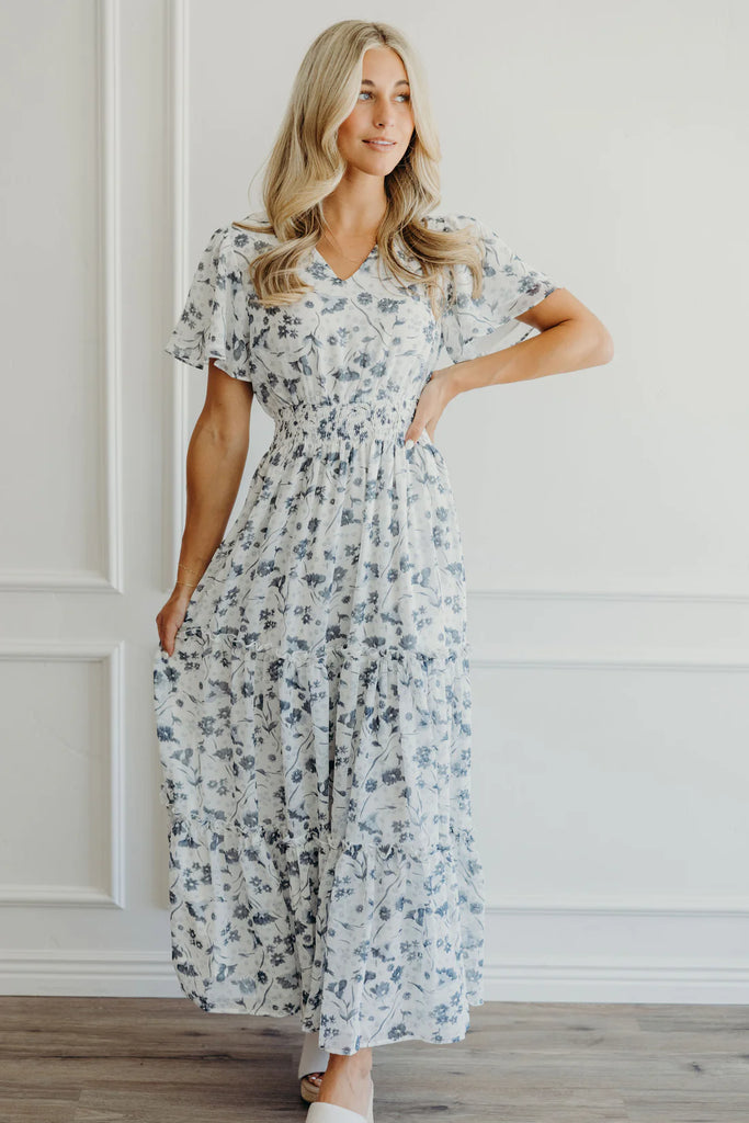 The Eden Maxi Dress in Blue Washed Denim