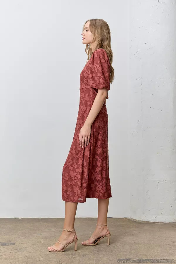 The Elyse Floral Print Dress in Dusty Rose