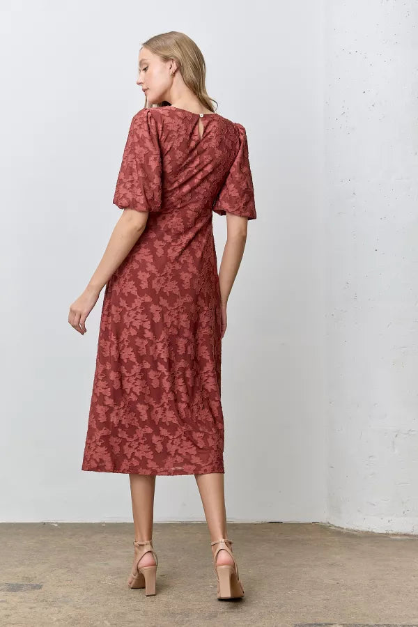 The Elyse Floral Print Dress in Dusty Rose