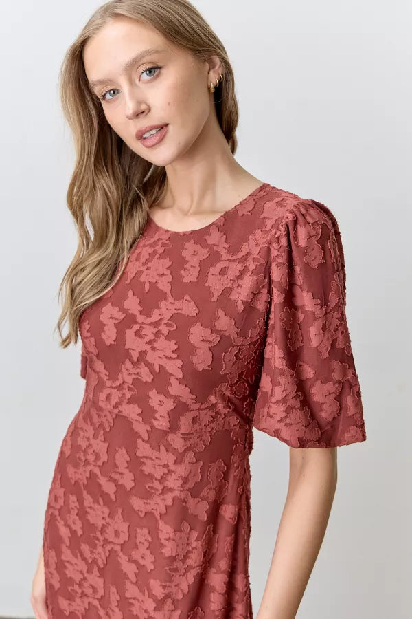 The Elyse Floral Print Dress in Dusty Rose