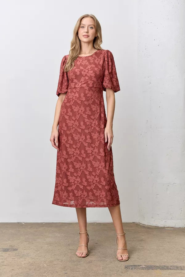 The Elyse Floral Print Dress in Dusty Rose