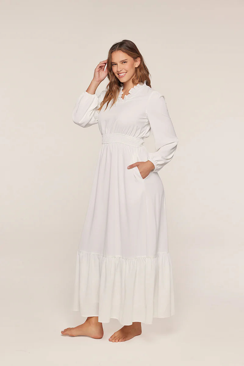 The Ember V-Neck Temple Dress in Creamy White M The Ember V-Neck Temple Dress in Creamy White M