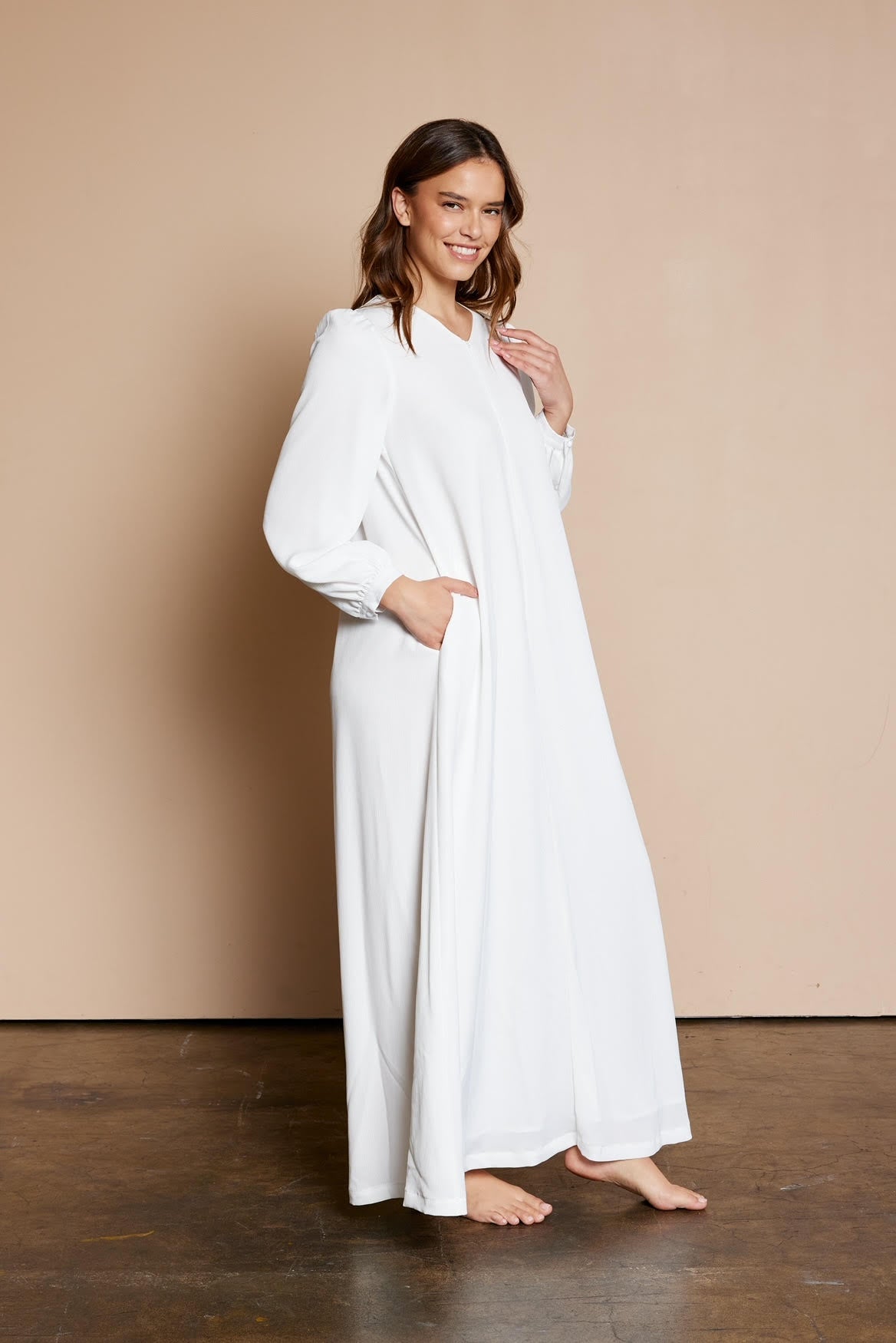 white zip up dress long sleeve Long Sleeve Plunge Zip Up Detail Mini Dress In White | EGO US