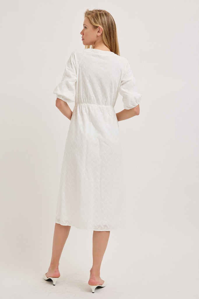 The Genevieve Midi Eyelet Dress in White