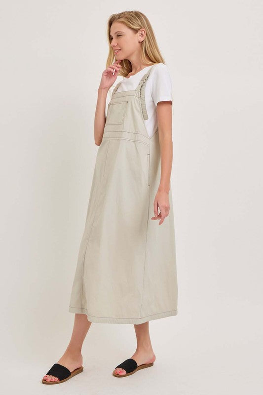 The Franny Overall Dress in Stone