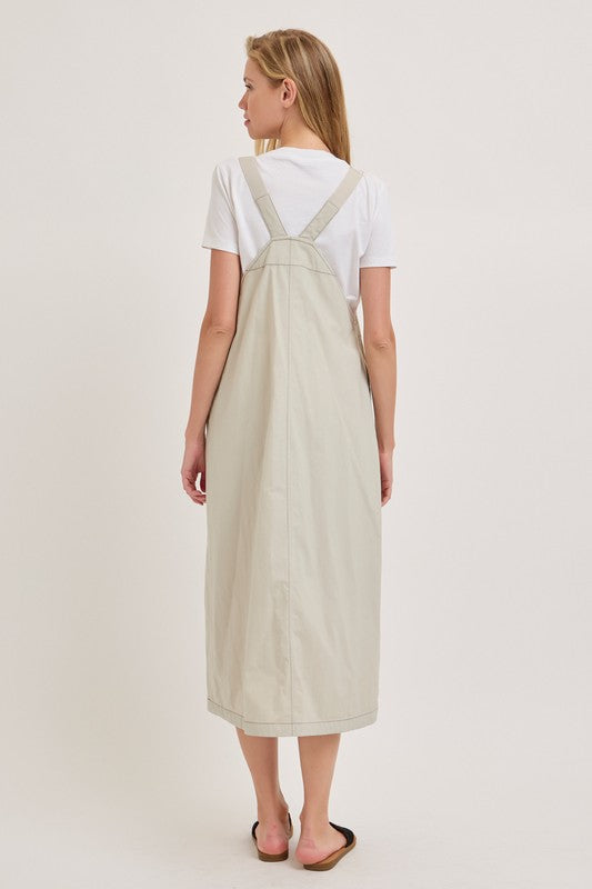 The Franny Overall Dress in Stone