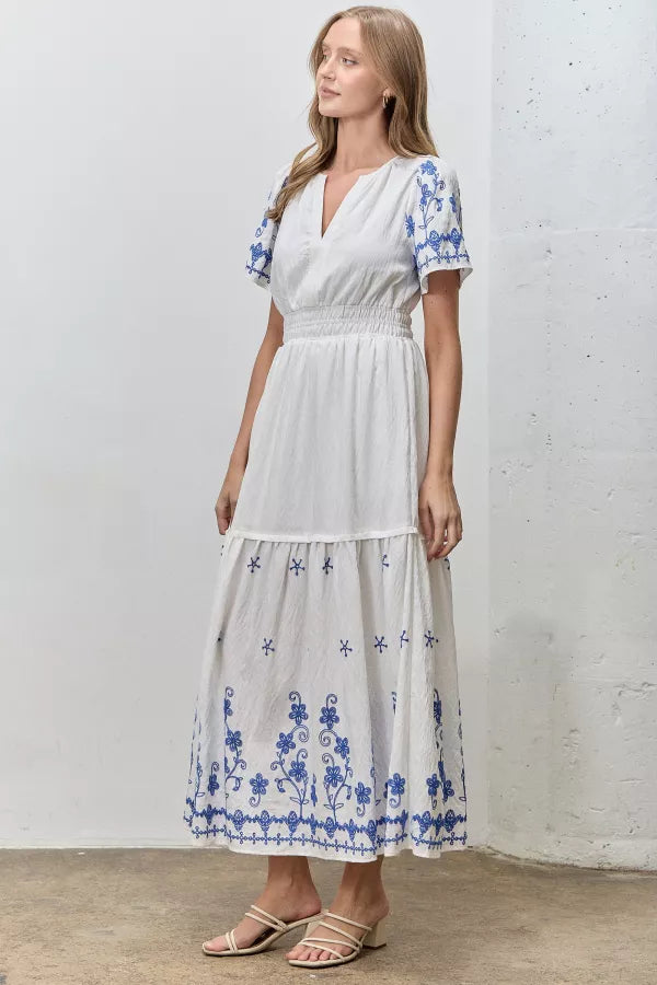 ivory blue dress Ivory/Blue Maxi Dress Main Street Boutique VB